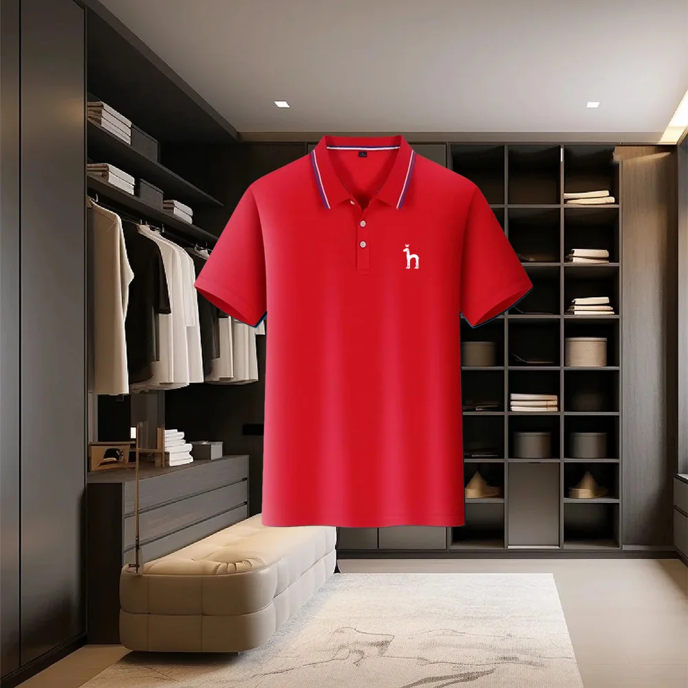 

2026 New Men's Casual Solid Color Short Sleeved Polo Shirt Summer Fashionable and Comfortable Versatile Top