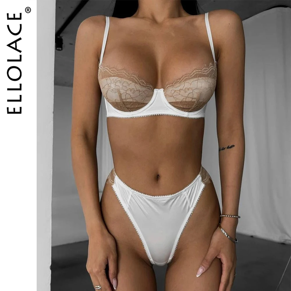 Ellolace Ensemble Lingerie Sexy Woman Push Up Lace Sexy Outfits See Through Romantic New Underwear Erotic Bilizna Onlyfans