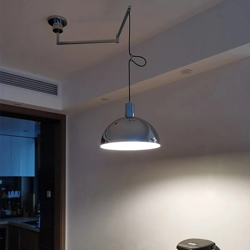 โมเดิร์น LED Design Electroplated จี้ปรับ Telescopic Creative โลหะแขวนโคมไฟร้านอาหารโคมไฟตกแต่ง