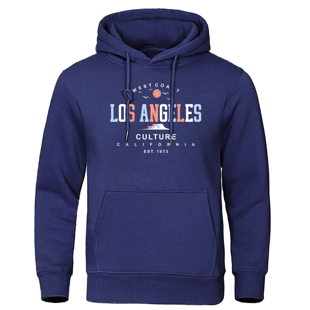 Los Angeles West Coast Culture California Est. 1937 Hoodies Men Street Warm Hoodie Fleece Pullover Clothes Pocket Loose Hoody