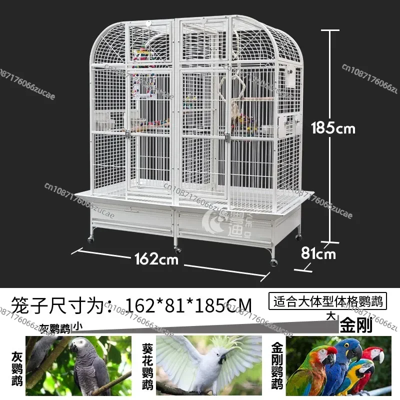 Horizontal Sliding Iron Large Bird Cages Collapsible Easy Shipping Birdcage for Parrot Comfortable Stainless Steel Wire Cage