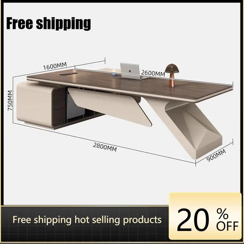 Factory Direct    L‑Shape Executive Office Desk Luxury Large Manager Boss Table Office Chair With Side