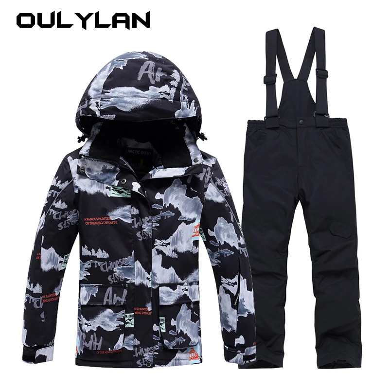 

2024 New Winter Patchwork Girl Outdoor Skiing Suits Windproof Waterproof Breathable Children Ski Set Sports Hooded Zipper Suits