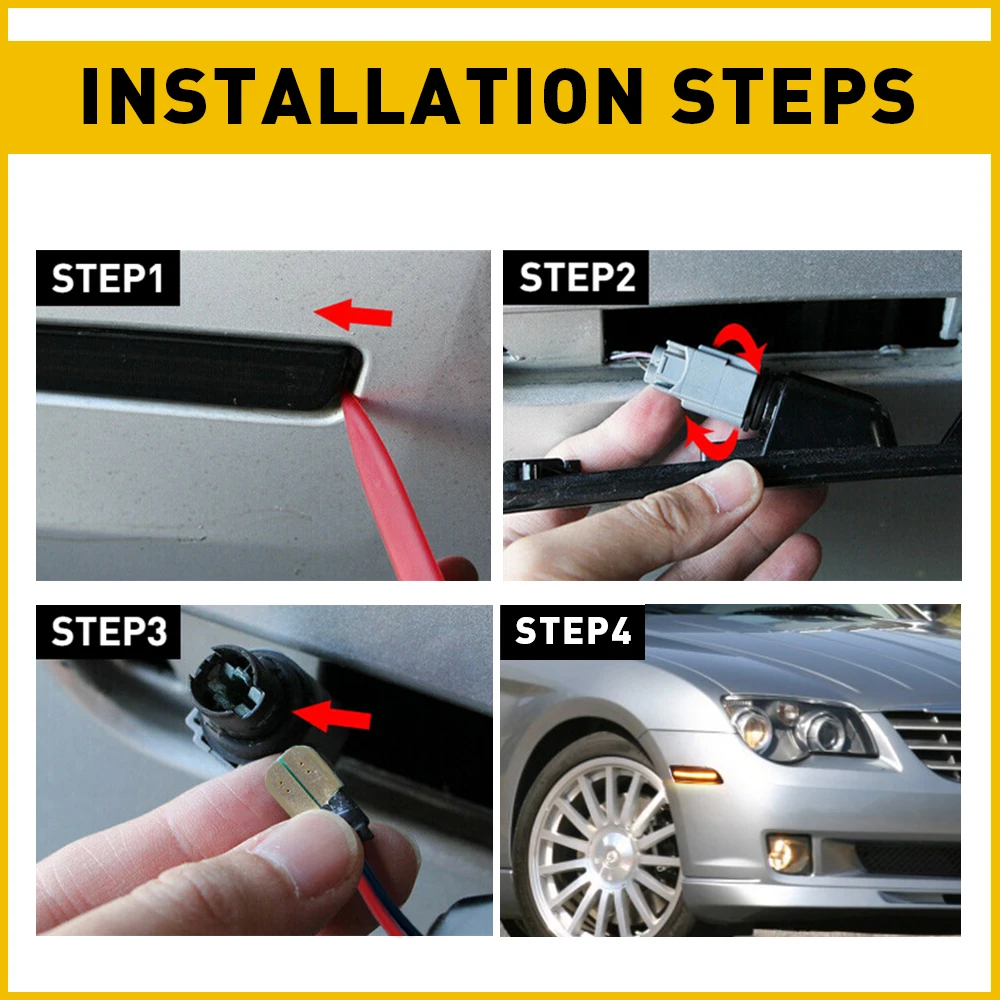 Amber/สีขาว LED กันชนด้านหน้าด้านข้างไฟเลี้ยวไฟสัญญาณ Fender Flare สําหรับ 2004-2008 Chrysler Crossfire