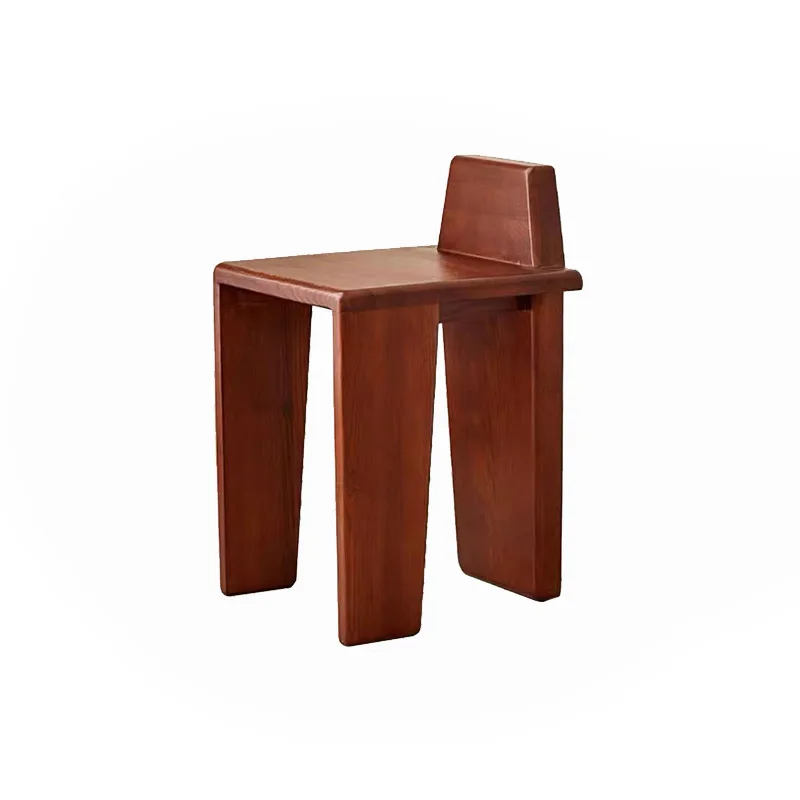 

Medieval style all solid wood dining chair, wabi-sandy wind niche Maillard small apartment cafe Internet celebrity stool
