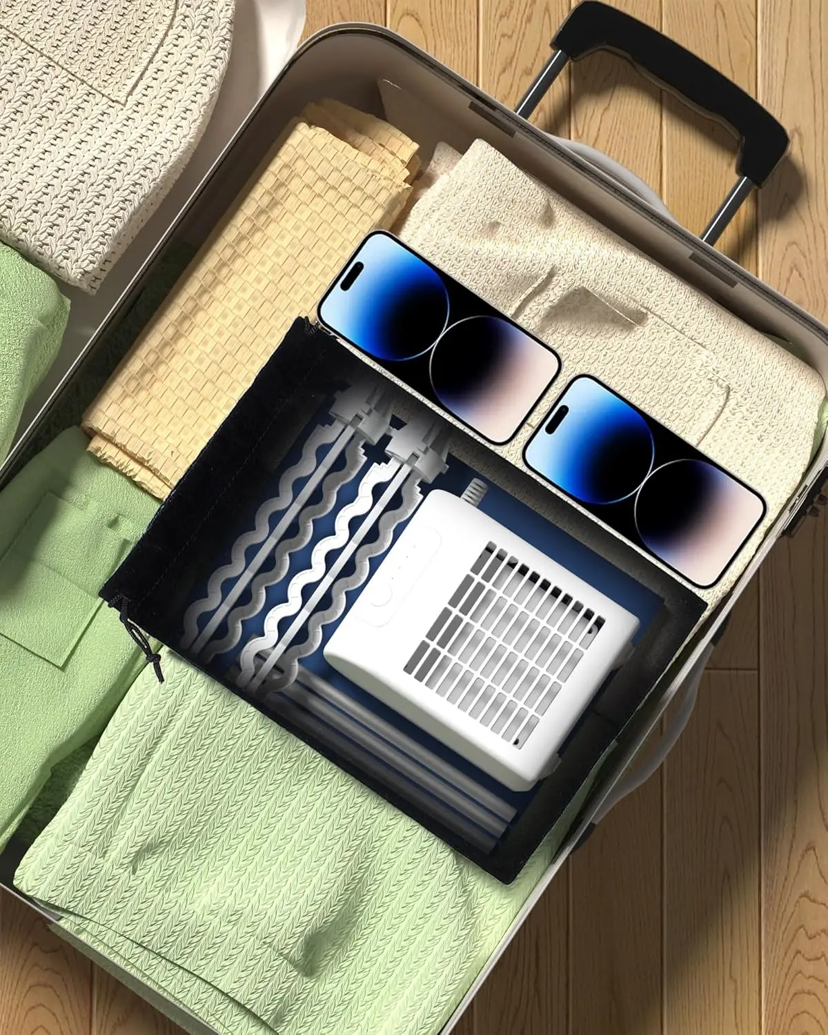 46Inch Portable Clothes Dryer, 1000W Mini Dryer with Storage Bag for Home, Travel, RVs