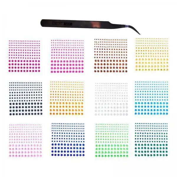 Self-adhesive Rhinestone Stickers Multicolor Decorative Beads Stickers for DIY Craft Card Making and Face Makeup