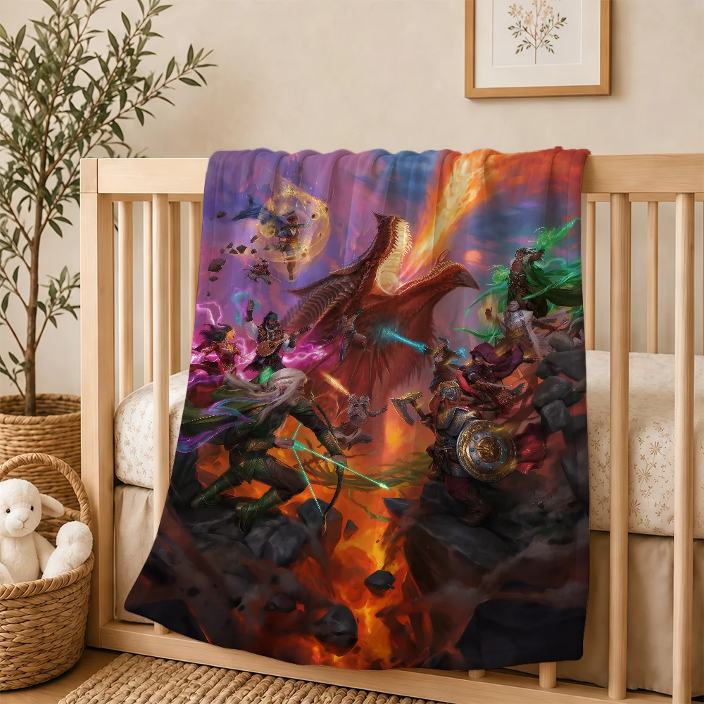 Game D-D&D Dragon Blanket For Soft Warm Knee For Bedroom Living Room Bed Sofa Camping Picnic Office Gift