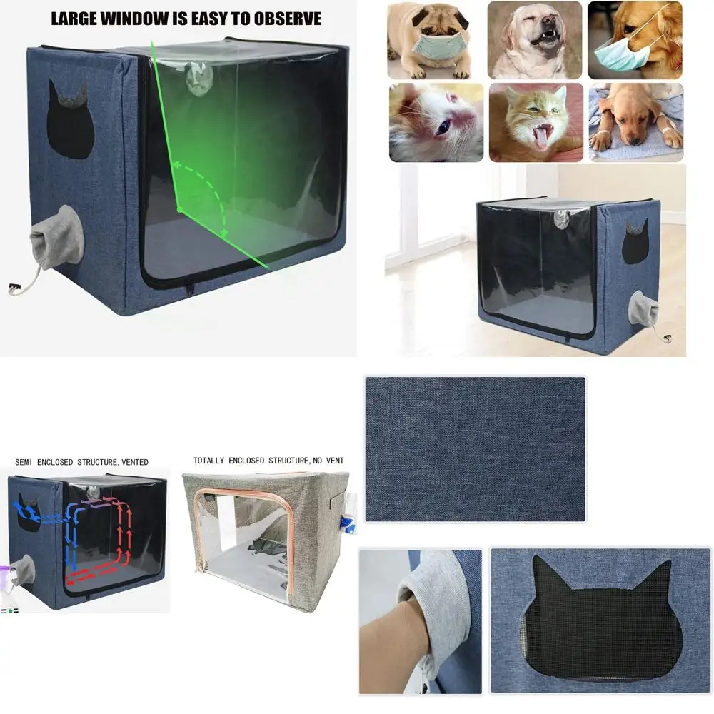 

Складная кислородная ингаляционная камера для мелких животных - клетка для интенсивной терапии, серая, 24