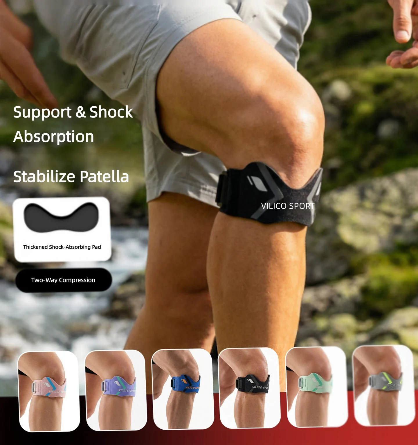 1 Stück Patella-Knieband zur Schmerzlinderung, Knieunterstützung, Patella-Stabilisator, Ergonomische Sehnenbandage – Detail 6