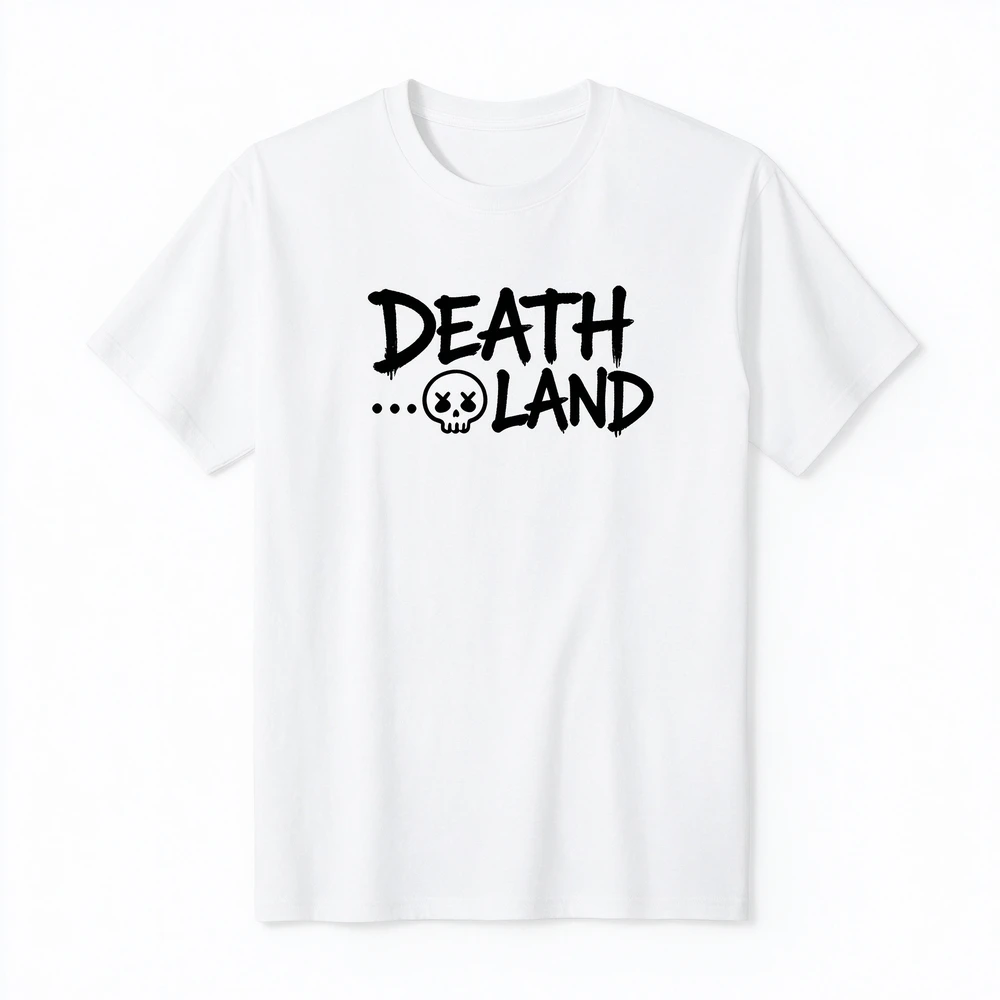 Unisex Crew Neck Short Sleeve T-shirt, Ichikawa Kyoutarou Death Land Skull Graphic Black Cosplay Tee
