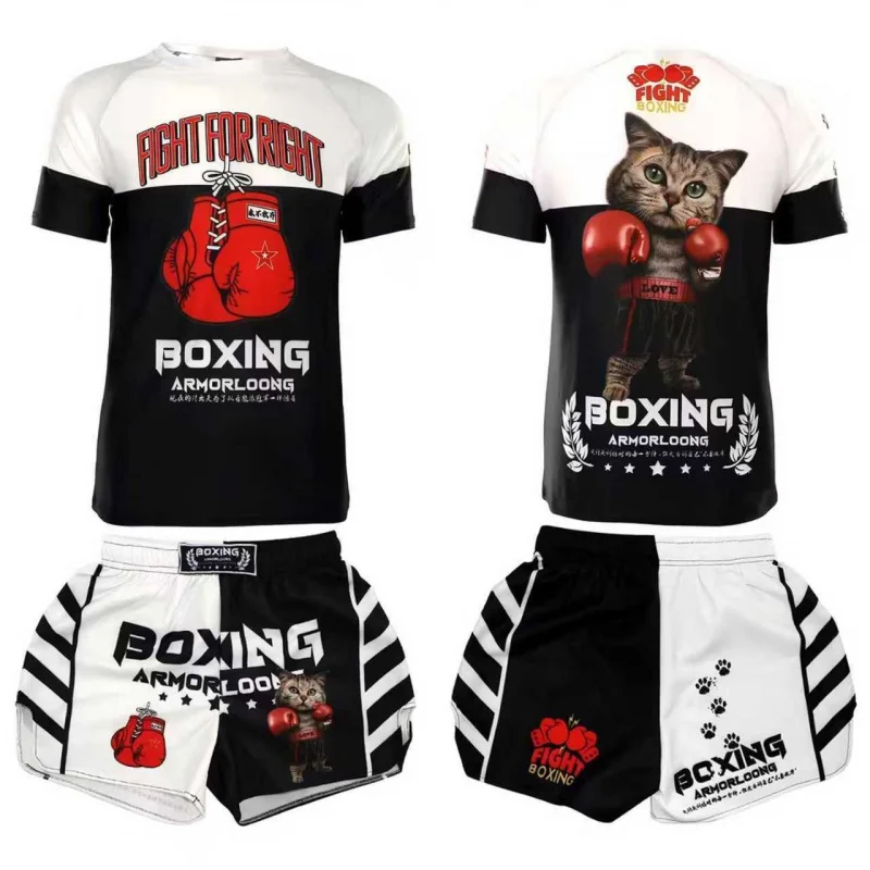 SparringMMAShorts Fighting Boxing Training FitnessUFCCustomized sports short-sleeved quick-drying Muay Thai suit