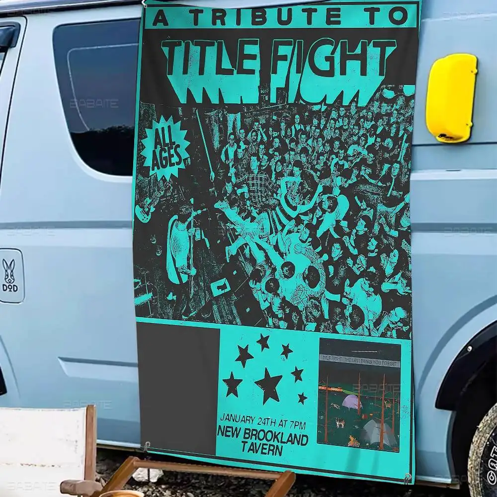 Rock Hardcore Punk Band T-Title Fight Small Size Cheerleading Banner Hand Pulled Flag Outdoor Atmosphere Flags