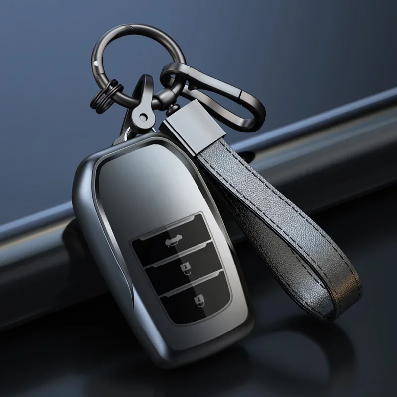 

Grey TPU Car Key Cover Case For Toyota RAV4 Highland Coralla Hilux Fortuner Land Cruiser Camry Crown Keychain Accessories