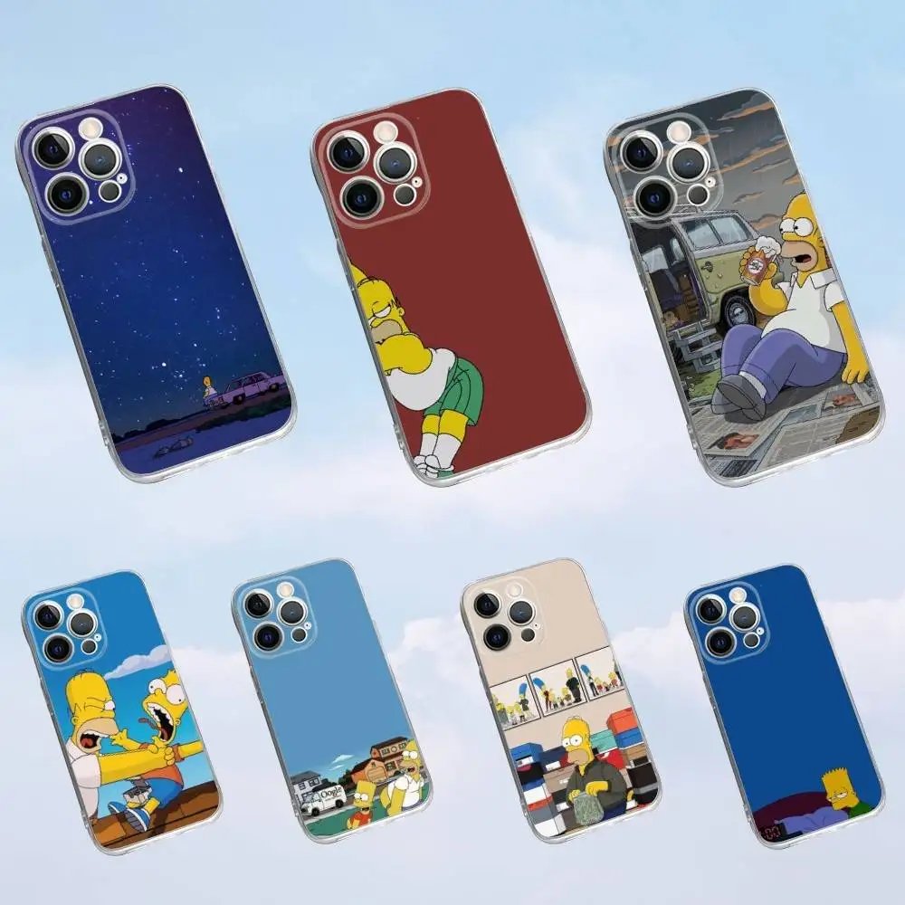 

T-The S-Simpsons Cartoon Phone Case For iPhone 16,15,14,13,12,11 Pro,Max,Plus,X,XS,XR,SE,Mini Transparent Silicone Soft