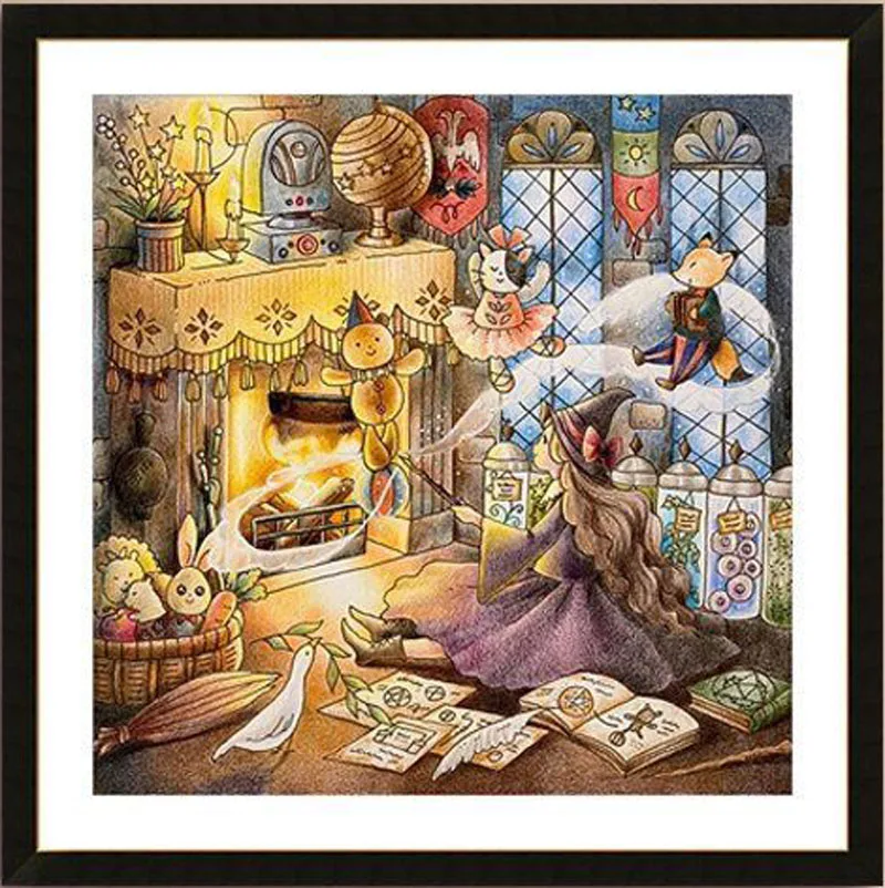 50X50CM Witch 11CT Printed Needlework,DIY Living Room Printed Cross Stitch,Sets For Embroidery Kit Full Cotton