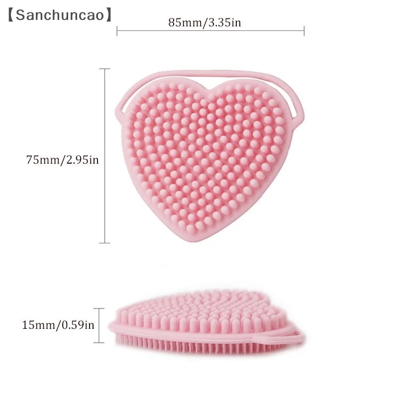 maveraSan Brosse per il viso in silicone a forma di cuore Raschietto bifacciale Spazzola per appendere Spazzola per pulizia Spazzola per bellezza esfoliante portatile