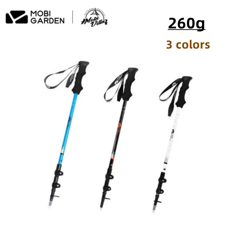 

MOBI GARDEN Three Section Telescopic External Lock Lightweight Aluminium Trekking Poles Outdoor Trekking Poles Hiking