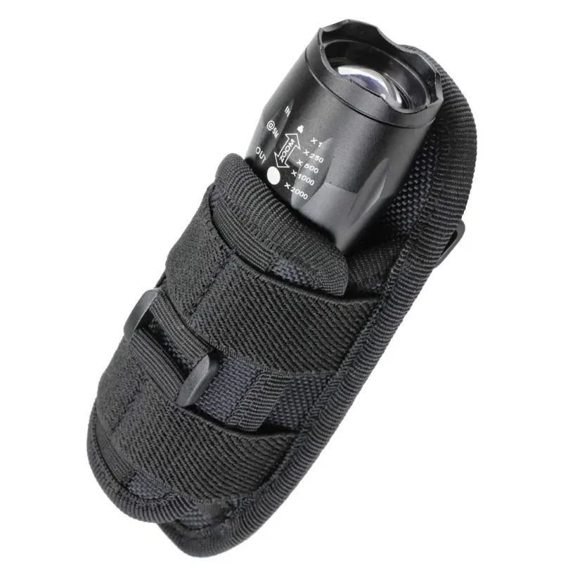 

Tactical Flashlight Pouch Holster, Rotatable Holder Belt Clip Tactical Torch Carry Case with 360 Degree Carabiner Reel Clip