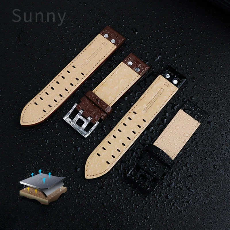 ل هاميلتون جاز كاكي مجال الطيران الرجال حزام ساعة جلد طبيعي 20 22 مللي متر المضادة للحساسية ثقب مزدوج تنفس الساعات