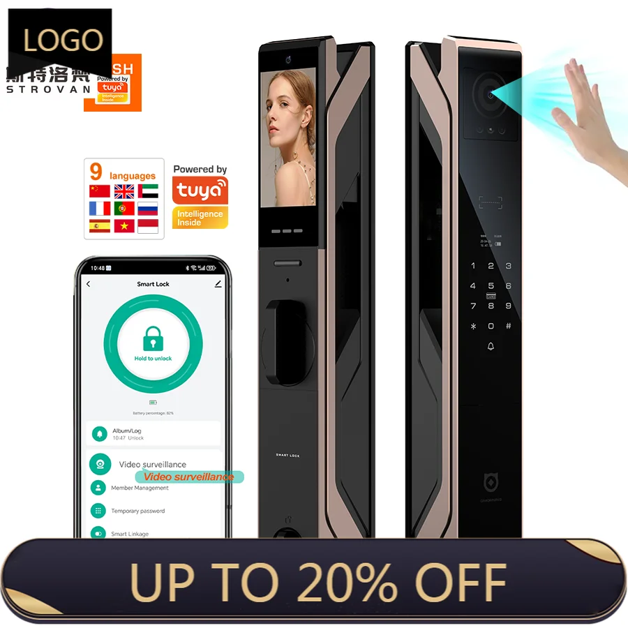 

STLF Biometric Fingerprint Smart Lock Palm Vein Face Recognition Ai Tuya Wifi Unlock Digital Door Lock Password Lock With