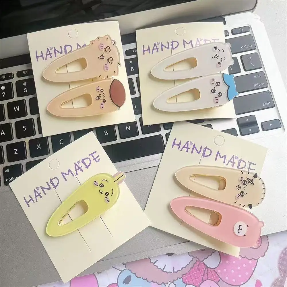 Kawaii Chiikawas Character Hair Clips Cute Cartoon Acrylic Duckbill Clips Funny Anime Hair Accessories for Daily Use