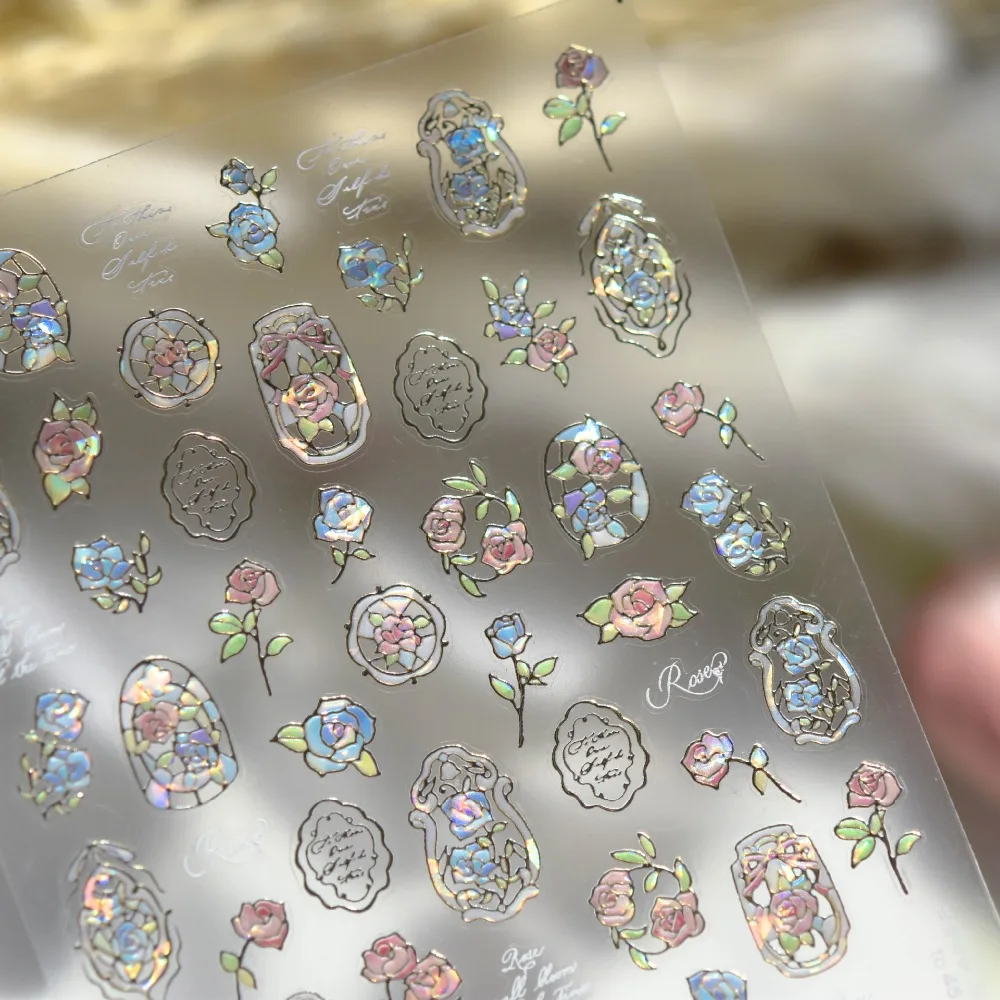 

5D Flower Nail Stickers Self Adhesive Embossed Texture Nail Art Stickers Nails Decoration Nail Decals Manicure Accessories