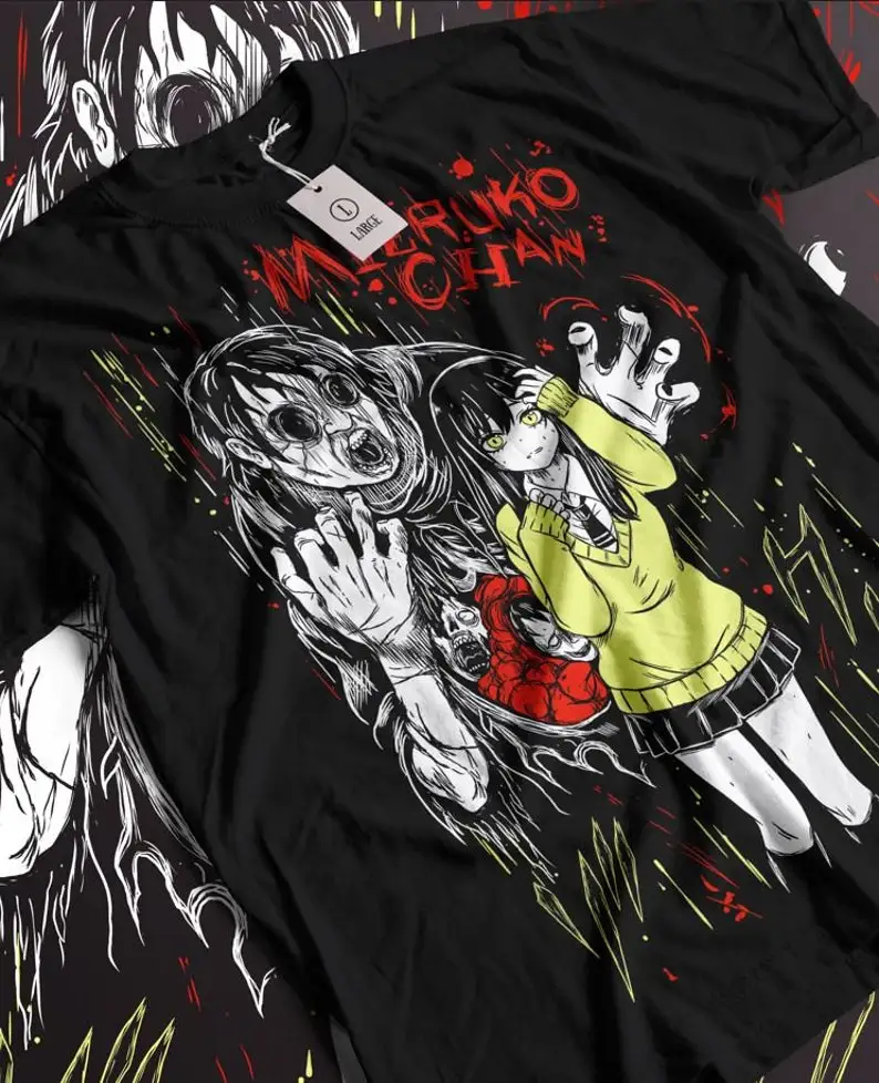 Unisex Horror Manga Creepy Girl T-Shirt, Dark Anime Gothic T-Shirt, Manga Gothic T-Shirt Inactive