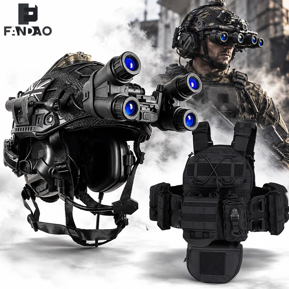 Men's Complete Tactical Equipment Set Tactical Combat Vest with FAST Helmet Set for Airsoft Paintball CS Wargame Party Cosplay