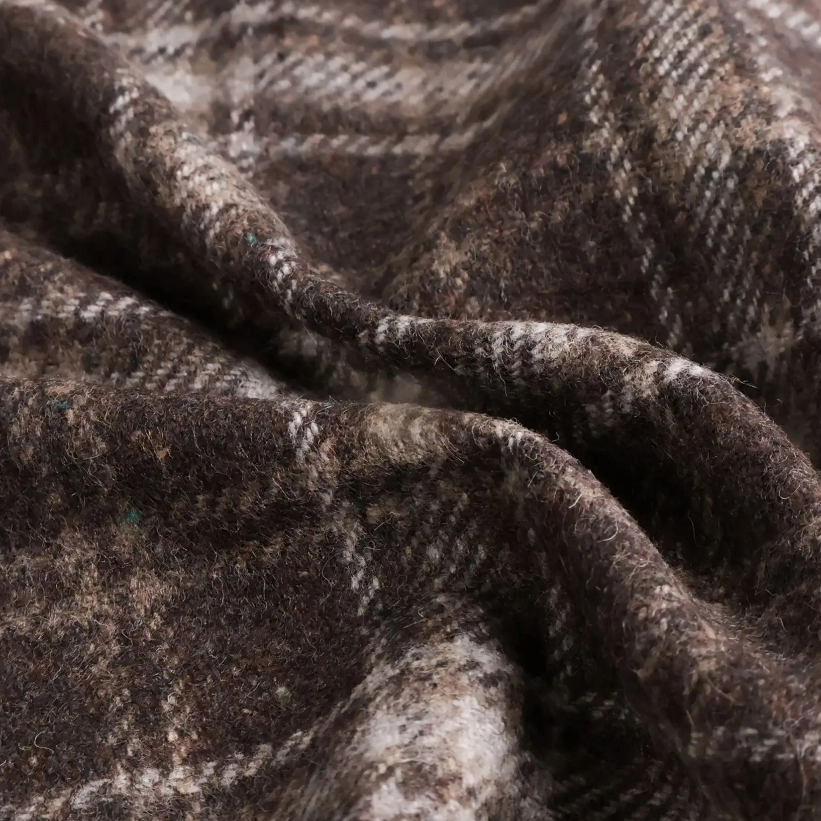 2 Yards of British Brown Plaid with White Lines and Colorful Jacquard Pure Wool Woolen Fabric for Skirts and Tops, Material B