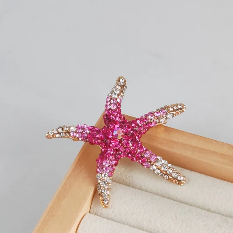 1Pc Delicate Starfish Brooch for Men Women Retro Sea Star Inlaid Zircon Brooches Pins Jewelry Accessories Party Gifts 2024 Trend