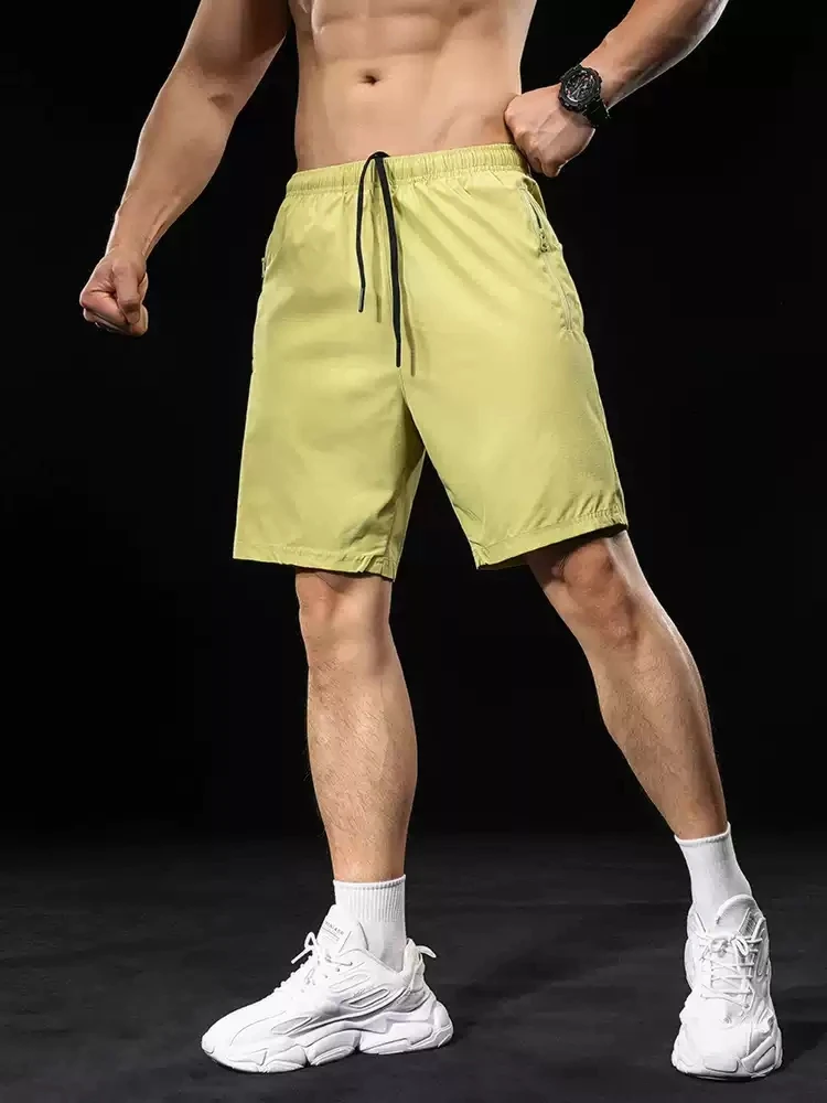 Summer Running Shorts Gym Fitness Quick-drying Shorts Men Sport Tennis Basketball Soccer Training lining Shorts Zipper pocket