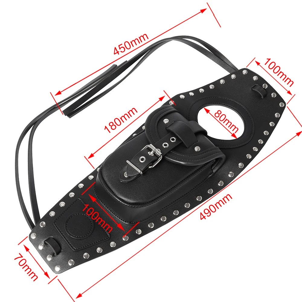 BLACK Motorcycle PU Leather Fuel Gas Tank Bag Pad Cover Fits For Harley Sportster Iron XL 883 1200 48