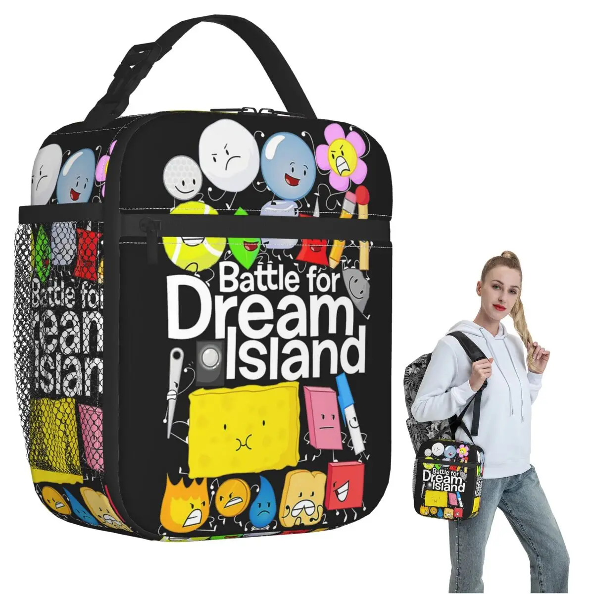 BFDI Poster Insulated Lunch Bag for Women Children Portable Food Boxes Thermal Lunch Box Tote