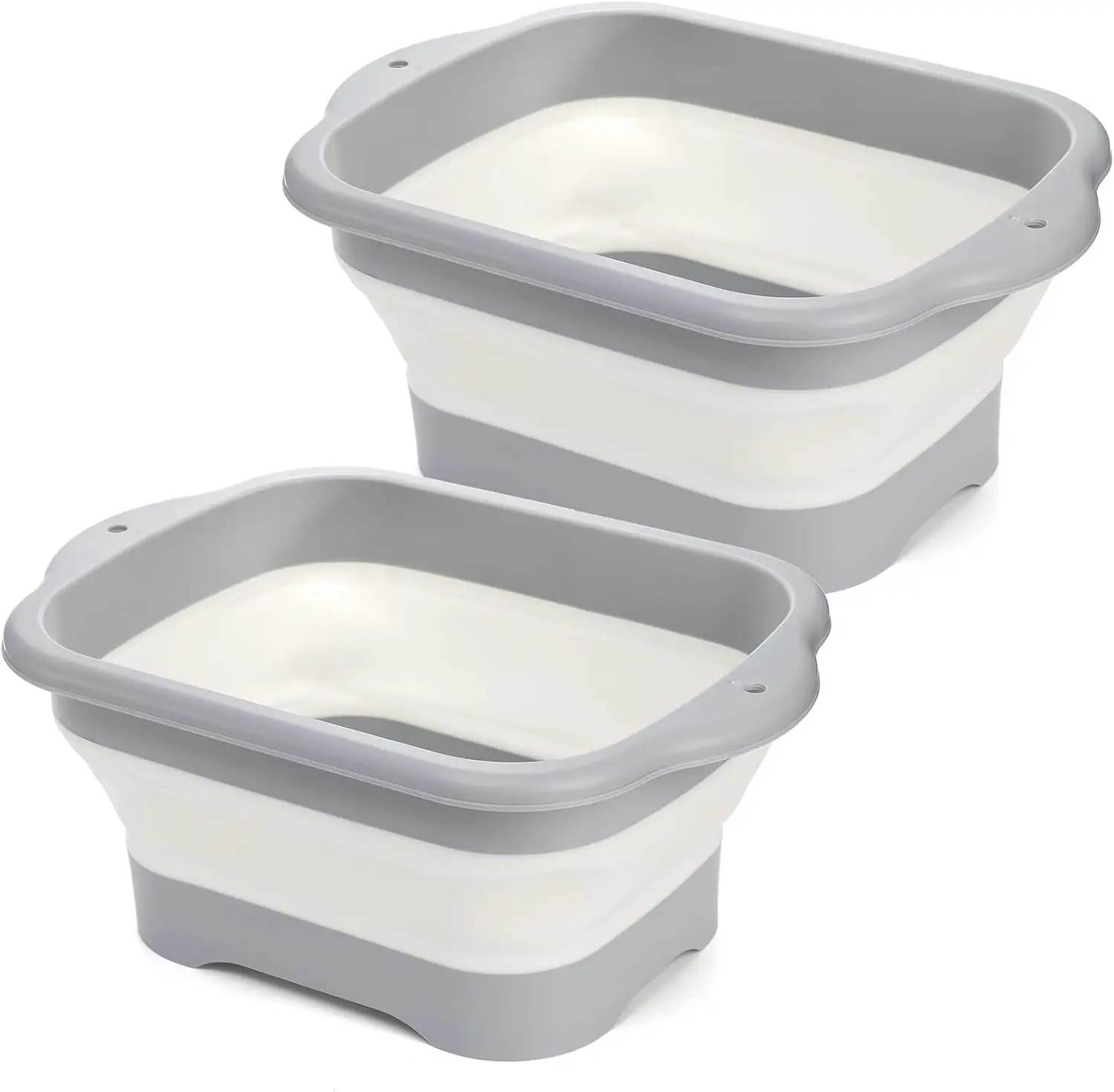 

Набор из 2 складных тазов для мытья, 11 л, большая емкость для посуды с пробкой для слива, портативная складная раковина для автодомов и кемпинга, экономия места