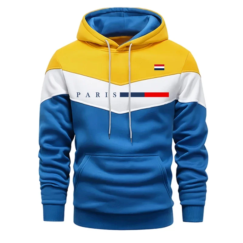 Men's Hoodies Printing Casual Tricolor Splice Sweatshirts Outdoors Sports Jogging Clothing 2026 Autumn Winter Fashion Sportswear