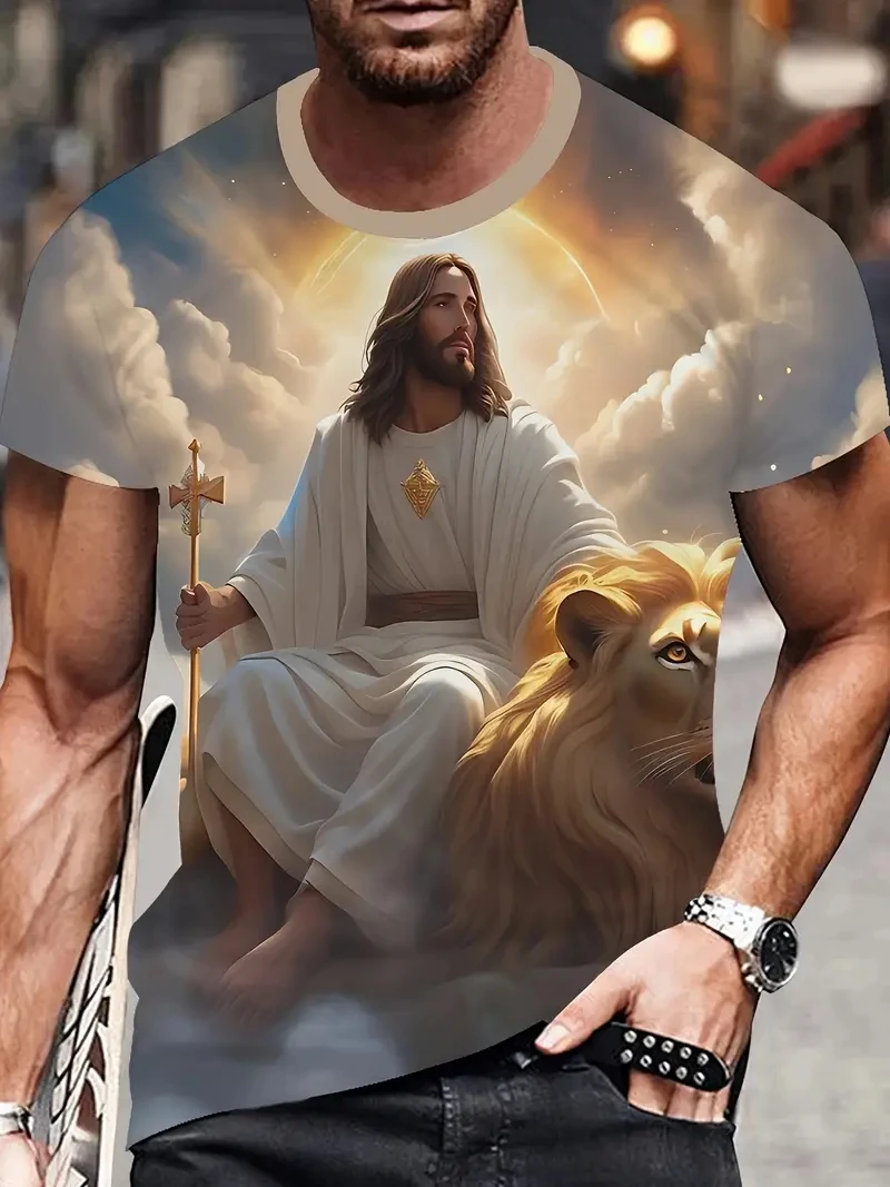 Sacred Jesus Art T Shirt 2026 New God Graphic Print Quick Dry Soft Polyester Men Women Unisex Oversized Harajuku Street Tops