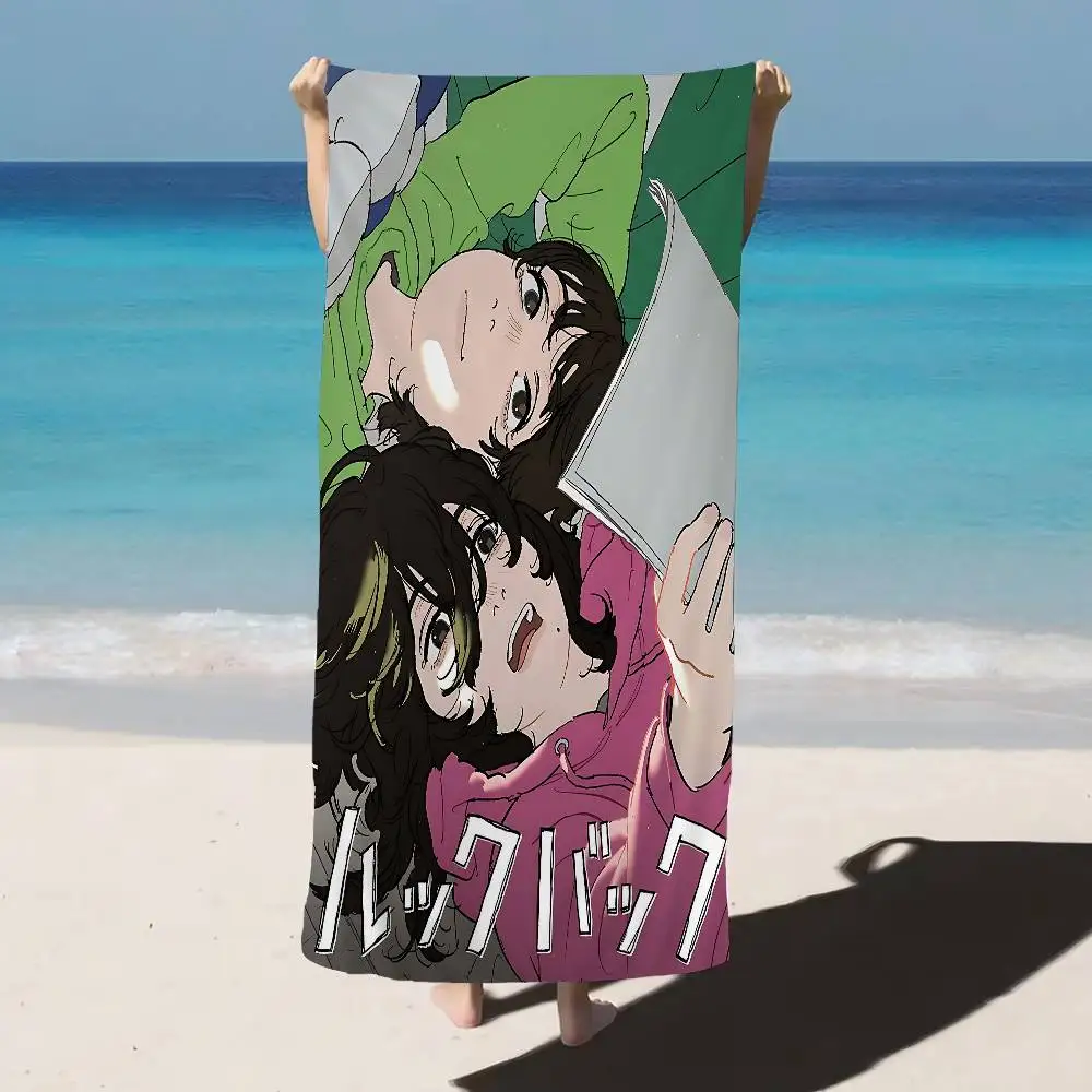 Anime Look Back Bath Towel Microfiber Soft Water Absorbing Breathable For Girl Kids Decorative Cartoon Beach Towel