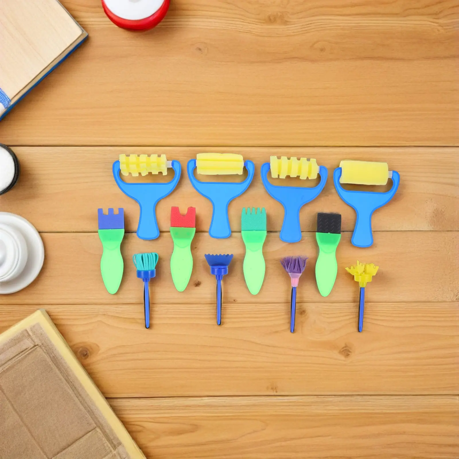 12Pcs Children Sponge Painting Roller Kit Soft Ergonomic Design Washable Early Learning Art Tools for Toddlers DIY Craft