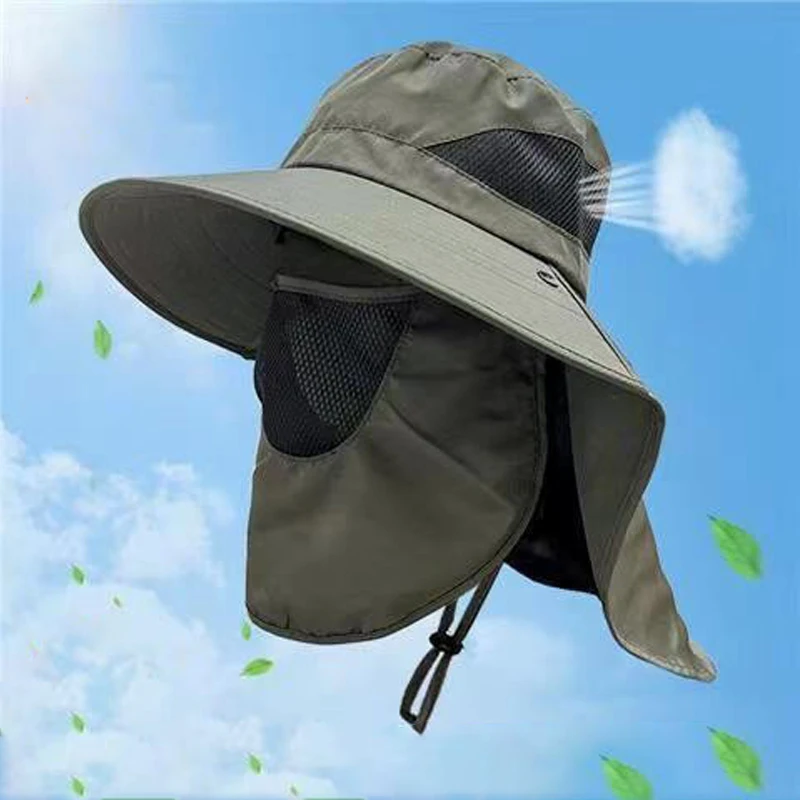 Fisherman\'s hat men\'s sun hat summer outdoor quick drying sun hat fishing breathable sun hat women\'s face covering hat jungle