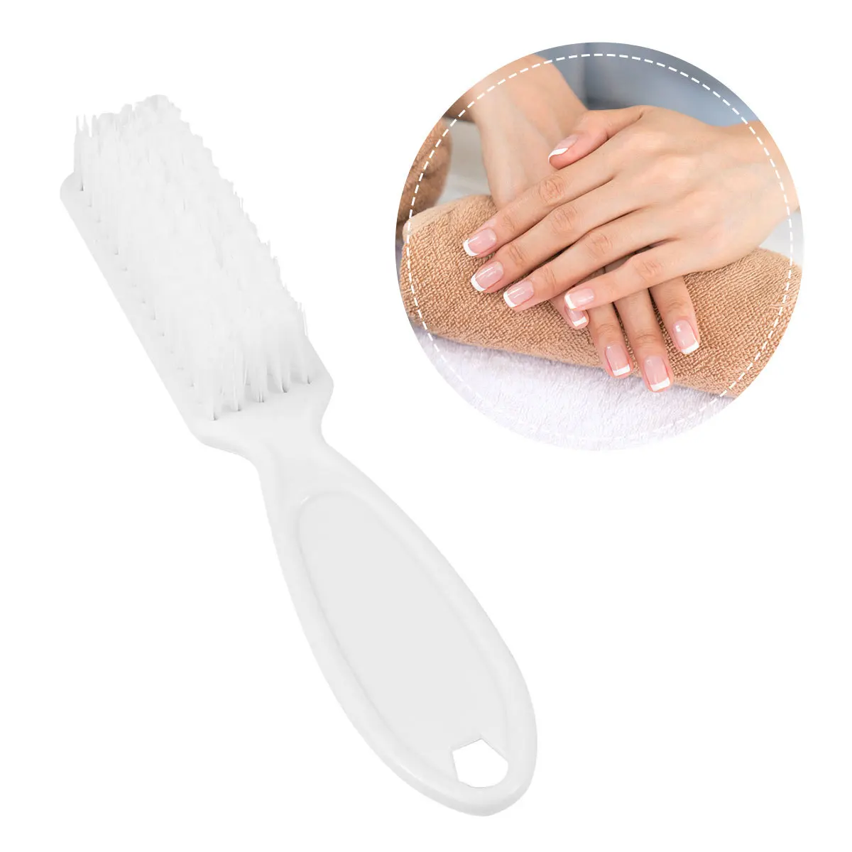 6 قطع من أدوات فرشاة الأظافر آمنة ومتينة ومحمولة لعلاج أظافر الأظافر والباديكير وصالونات التجميل المنزلية وفرشاة الأظافر البيضاء