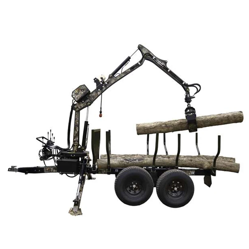Forest Exploitation Hydraulic Log Grapple Trailer Synchronized Hydraulic Control Farm Timber All-Terrain Hauler