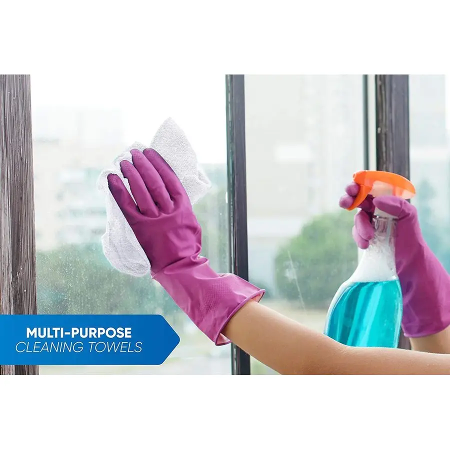 مناشف تيري القطنية، عبوة من 100 قطعة 12 × 12 بوصة من قماش تيري القطني الأبيض، مناشف بار بيضاء، متعددة الأغراض