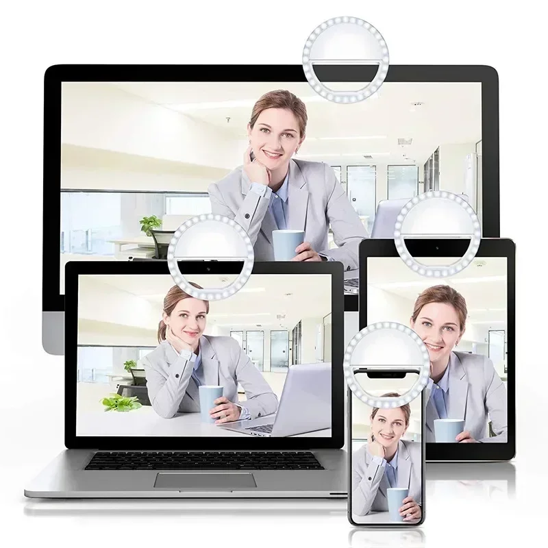 Selfie Light Clip On Phone LED Ring Light Photography Video Shooting Mini Portable USB Charge Fill Lamp Adjustable 3 Brightness