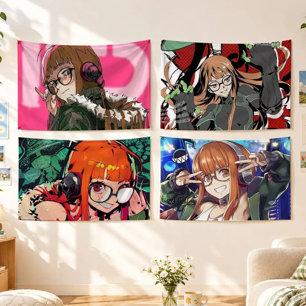 RPG Persona 5 F-Futaba Sakura Joker  Flags Wall Hanging Background Art Banner for Bedroom Home Outdoor Decor