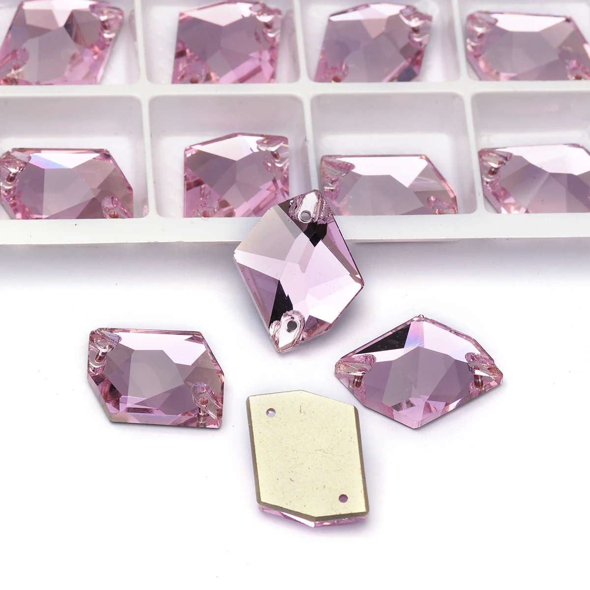 PUBRILEX Hellrosa Genähte Glas-Strasssteine Flache Rückseite DIY Näh-Kristall Bastelzubehör Diamantsteine für Kleidung Taschen Accessoires – Detail 10
