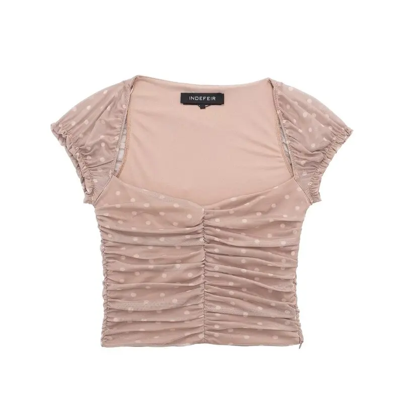 Spring New Arrival Women's Slim Fit Silk Me Printed Top Ele Versatile Commute Sle ort Sve T-irt