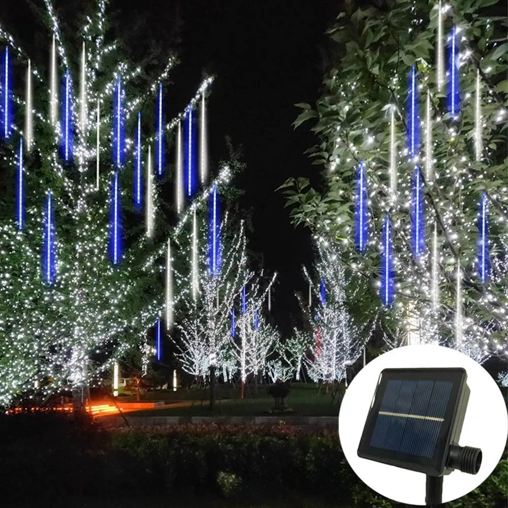

Solar Meteor Shower Rain String Lights Waterproof Garden Light 8 Tubes Christmas Tree Holiday Party Wedding Holiday Decoration
