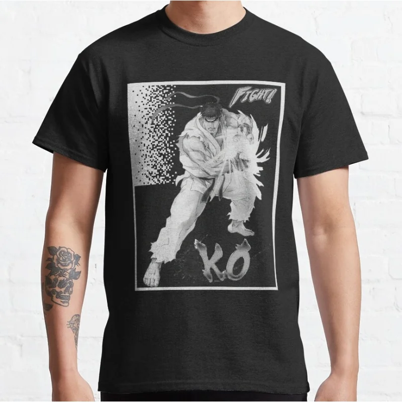 0217 80s Combat Street fighter Gift t shirt Retro Arcade game Graphic Tee Y2K Clothes 100% cotton Large size Tops