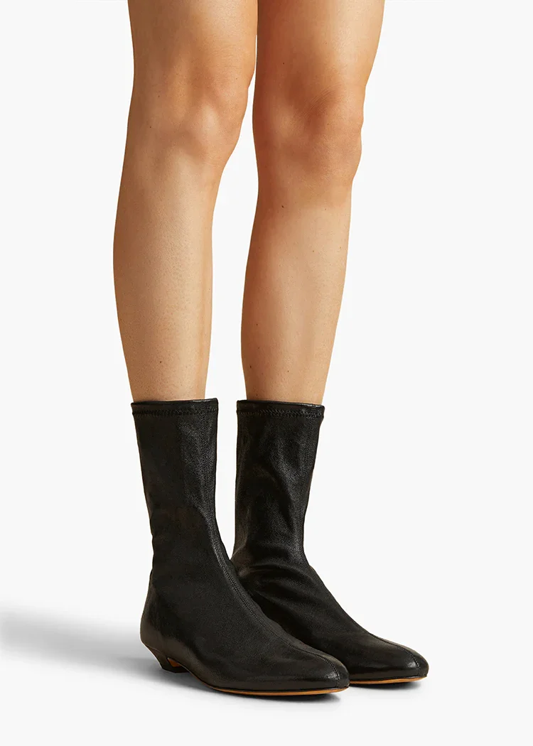 Apollo Flat Ankle Boots for Women, Italian Craftsmanship, Zipper, Classic Ballet Boots Designer Luxury, Rounded Toe, Offers, New